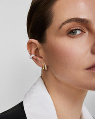 Gold Duet Stud Hoop Earrings