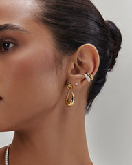 Gold Interlocked Wave Stud Hoop Earrings
