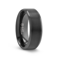 ELYSIAN Black Titanium Ring with Polished Beveled Edges and Brush Finished Center - 8mm