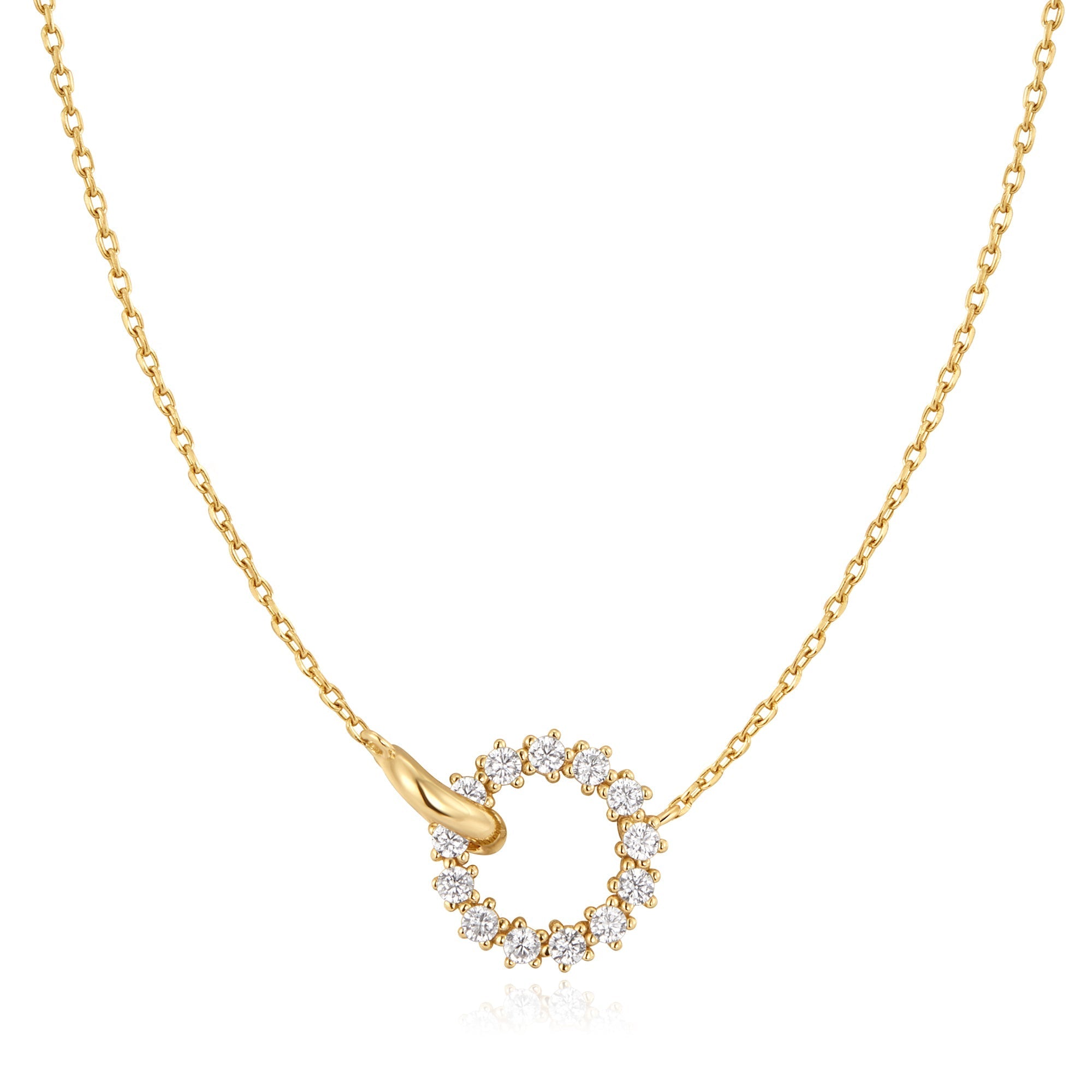 Gold Interlinked Circles Pav¨¦ Necklace