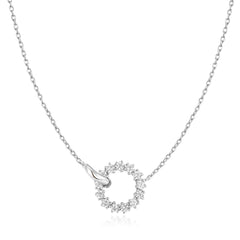 Silver Interlinked Circles Pav¨¦ Necklace