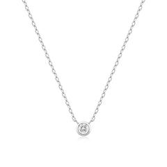 Silver Round Solitaire Cubic Zirconia Necklace