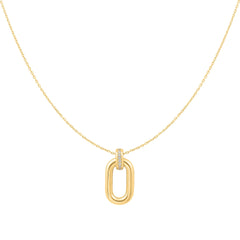 Gold Oval Hoop Pendant Necklace