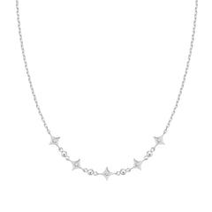 Silver Sparkling Star Station Necklace