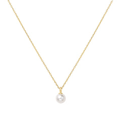 Gold Shell Pearl Drop Pendant Necklace