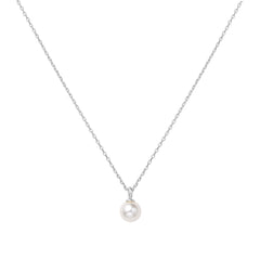 Silver Shell Pearl Drop Pendant Necklace