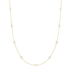 Gold Shell Pearl Station Chain Necklace