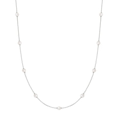 Silver Shell Pearl Station Chain Necklace