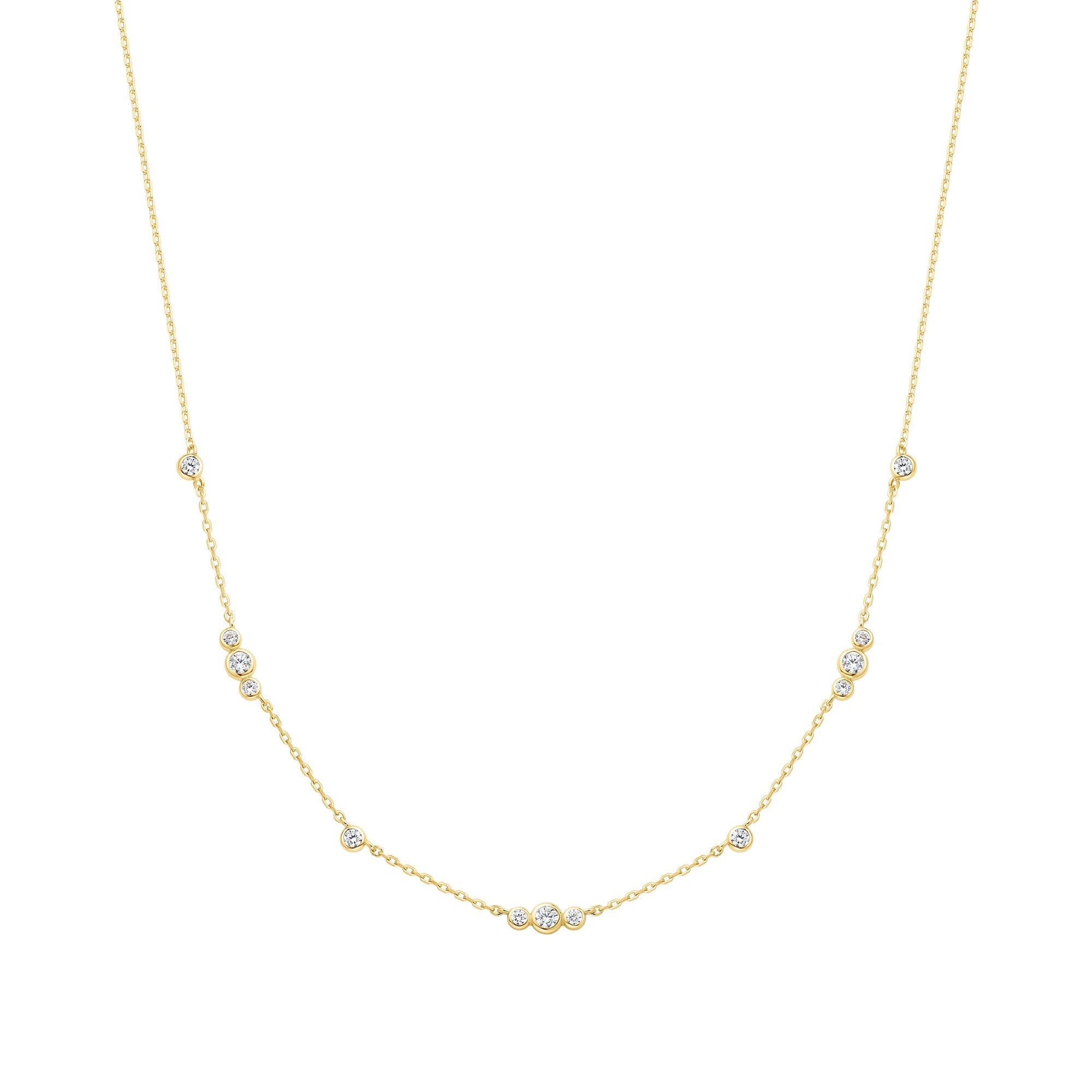 Gold Sparkling Bezel Cubic Zirconia Station Necklace - Ania Haie