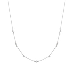 Silver Sparkling Bezel Cubic Zirconia Station Necklace