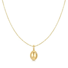 Gold Floral Oval Pendent Necklace