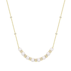 Gold Sparkling Braided Shell Pearl Necklace