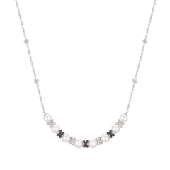 Two-Tone Sparkling Braided Shell Pearl Necklace