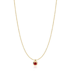 Gold Crimson Solitaire Necklace