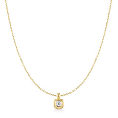 Gold Modern Bezel-Set Solitaire Necklace