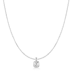 Silver Modern Bezel-Set Solitaire Necklace