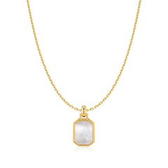 Gold Square Mother-of-Pearl Necklace