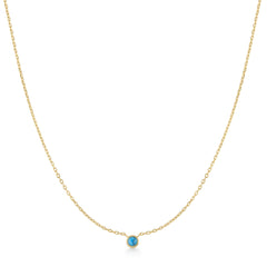 Gold Bezel-Set Lab-Created Turquoise Solitaire Necklace