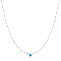 Silver Bezel-Set Lab-Created Turquoise Solitaire Necklace