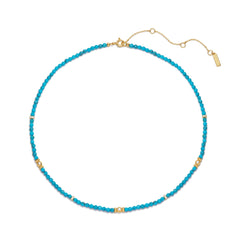 Gold Lab-Created Turquoise Beaded Necklace