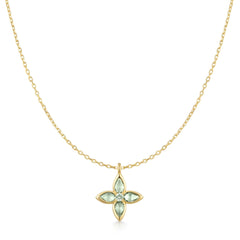 Gold Mint Green Lucky Clover Necklace