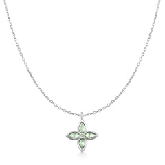 Silver Mint Green Lucky Clover Necklace