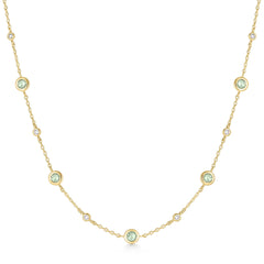 Gold Mint Green Station Necklace