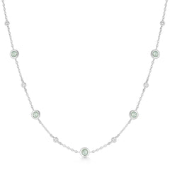 Silver Mint Green Station Necklace