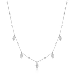 Silver Leaf Station Necklace