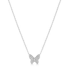 Silver Butterfly Pav¨¦ Necklace