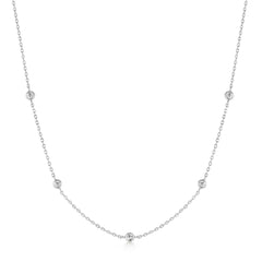 Silver Classic Bezel-Set Station Necklace