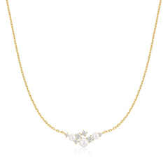 Gold Shell Pearl Cluster Necklace