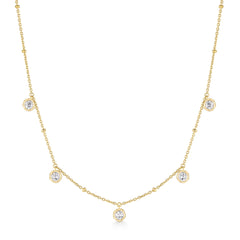 Gold Molten Bezel-Set Droplet Station Necklace