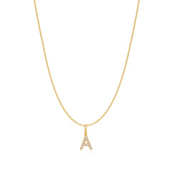 Gold Letter A Initial Necklace