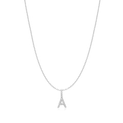 Silver Letter A Initial Necklace