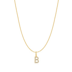 Gold Letter B Initial Necklace
