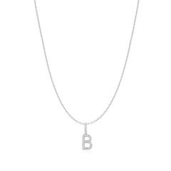 Silver Letter B Initial Necklace