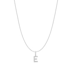 Silver Letter E Initial Necklace
