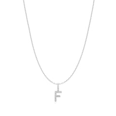 Silver Letter F Initial Necklace