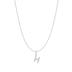 Silver Letter H Initial Necklace