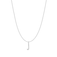 Silver Letter J Initial Necklace