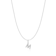 Silver Letter M Initial Necklace