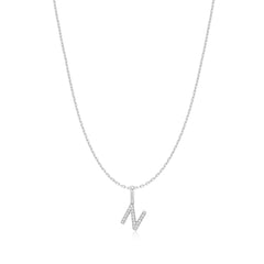 Silver Letter N Initial Necklace