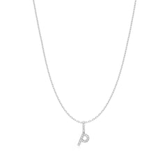 Silver Letter P Initial Necklace
