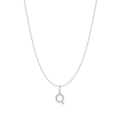 Silver Letter Q Initial Necklace