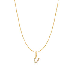 Gold Letter U Initial Necklace