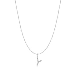 Silver Letter Y Initial Necklace
