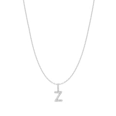 Silver Letter Z Initial Necklace