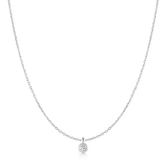 Silver Classic Bezel-Set Solitaire Necklace