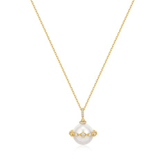 Gold Shell Pearl Halo Evil-Eye Necklace